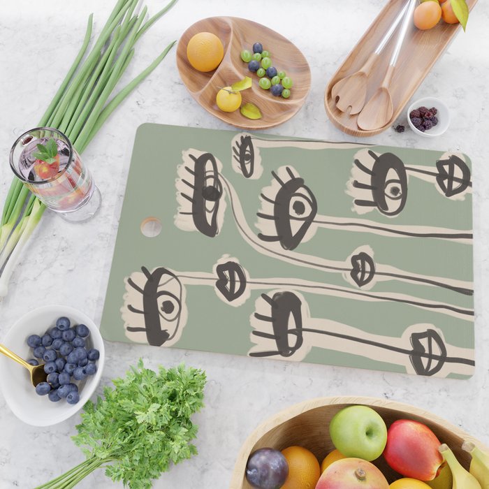 Abstract line art eyes 7 Cutting Board Gallery Image 2