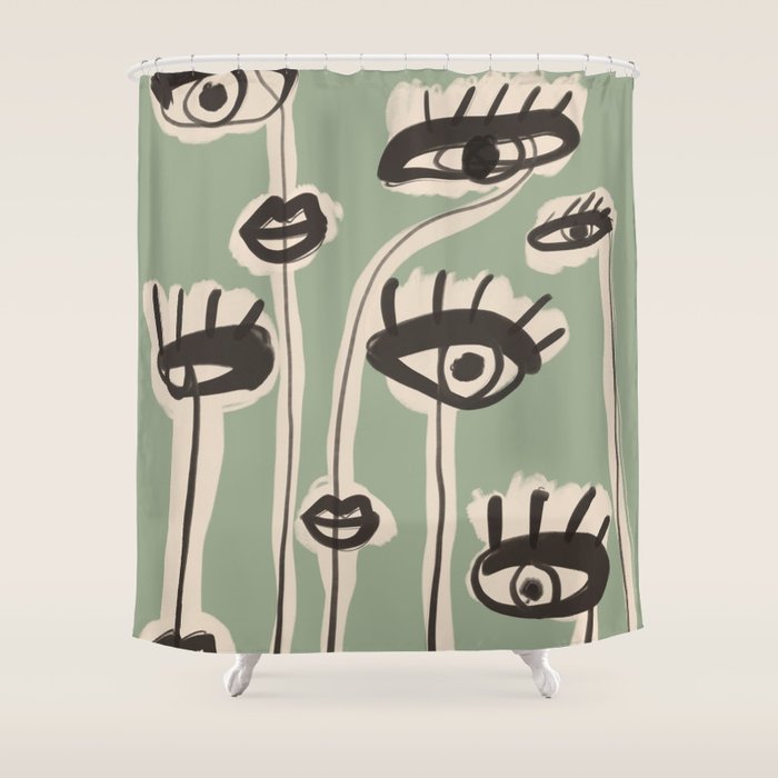 Abstract line art eyes 7 Shower Curtain Gallery Image 1