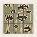 Abstract line art eyes 7 Wood Wall Art Gallery Image 1