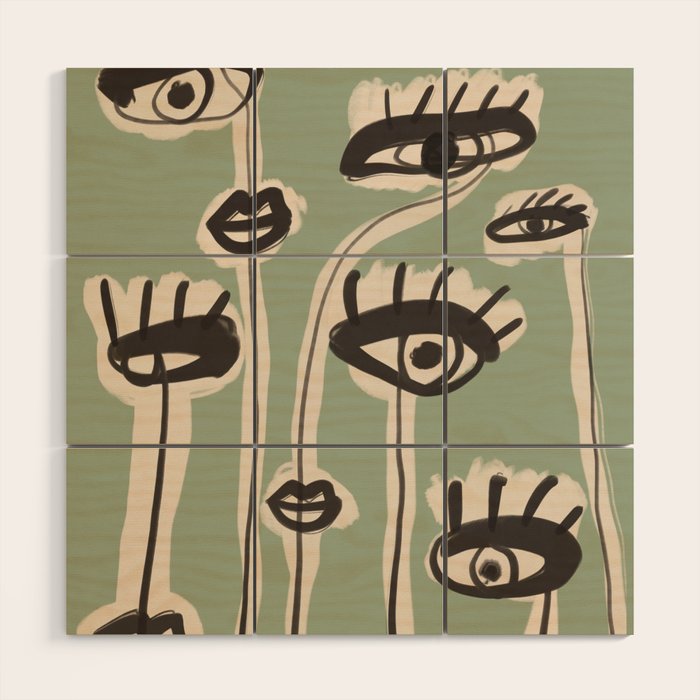Abstract line art eyes 7 Wood Wall Art Gallery Image 1
