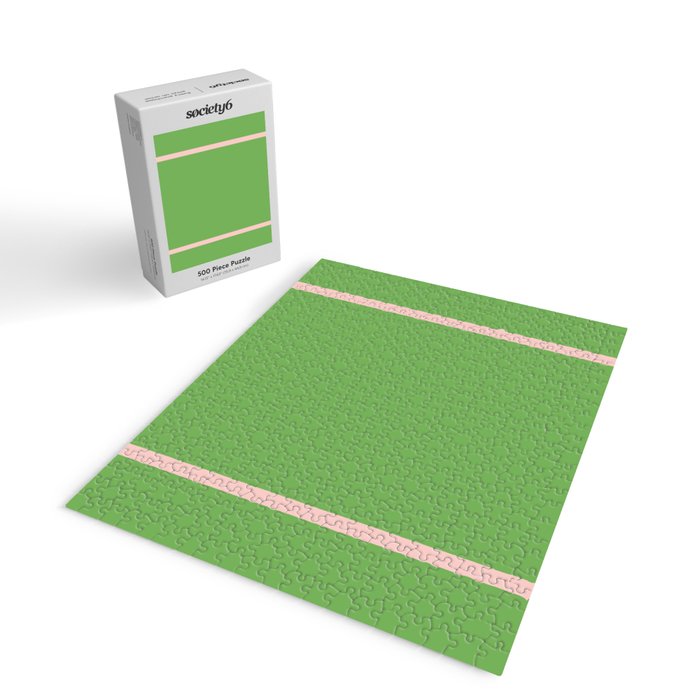 Double Stripe Minimal Lime Green and Pink Jigsaw Puzzle Gallery Image 2