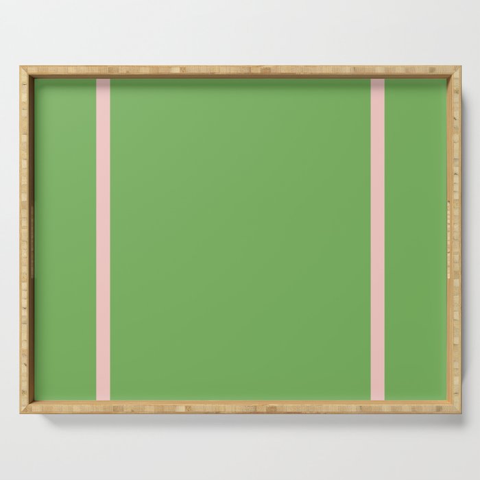 Double Stripe Minimal Lime Green and Pink Serving Tray Gallery Image 1