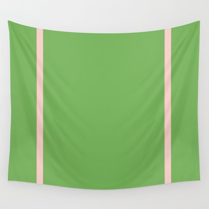 Double Stripe Minimal Lime Green and Pink Wall Tapestry Gallery Image 4