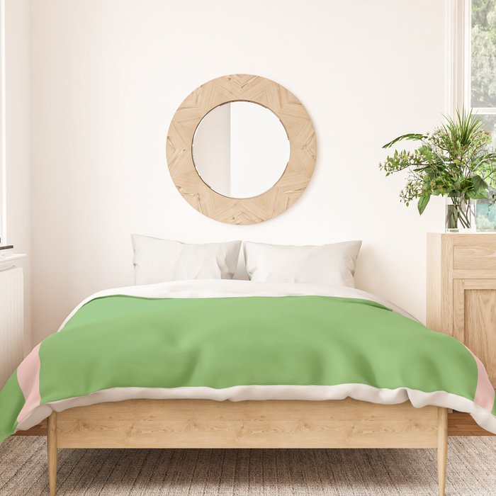 Double Stripe Minimal Lime Green and Pink Duvet Cover Gallery Image 3
