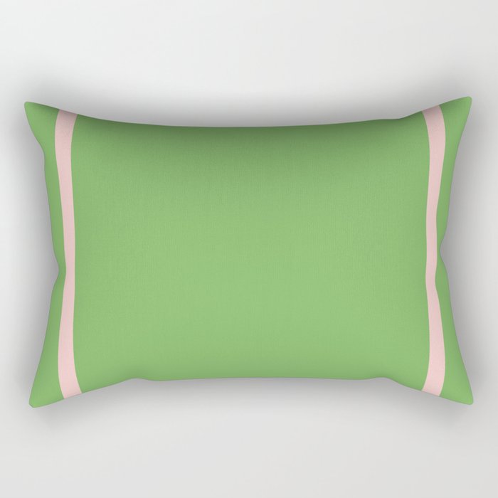 Double Stripe Minimal Lime Green and Pink Rectangular Pillow Gallery Image 1