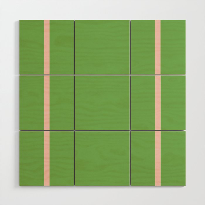 Double Stripe Minimal Lime Green and Pink Wood Wall Art Gallery Image 1