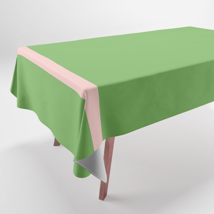 Double Stripe Minimal Lime Green and Pink Tablecloth Gallery Image 1