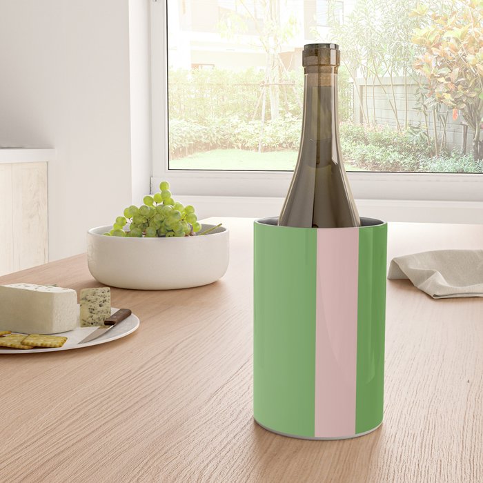 Double Stripe Minimal Lime Green and Pink Wine Chiller Gallery Image 4