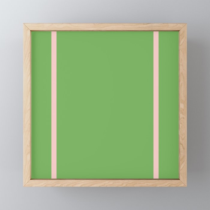 Double Stripe Minimal Lime Green and Pink Mini Art Print Gallery Image 1
