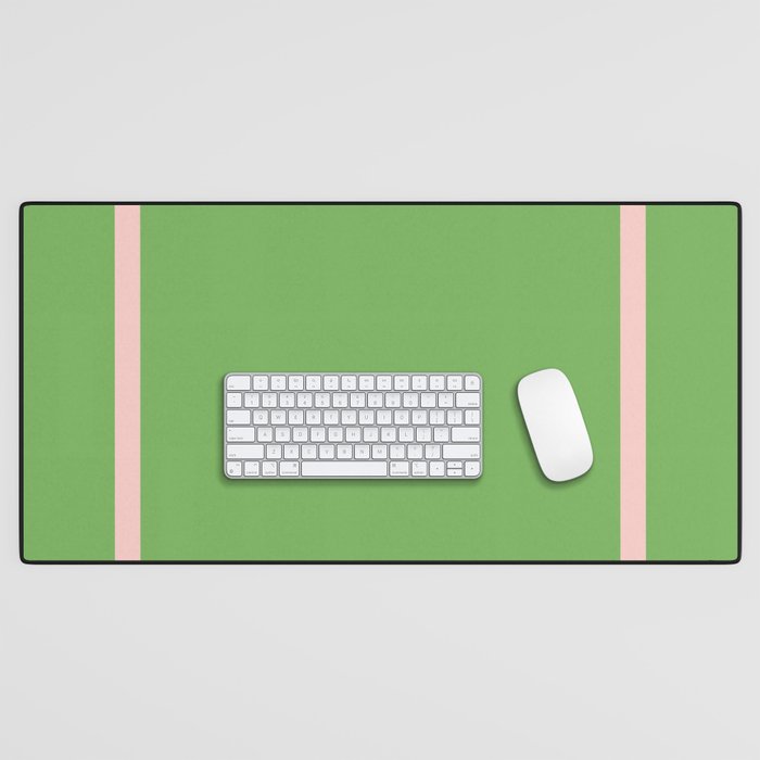 Double Stripe Minimal Lime Green and Pink Desk Mat Gallery Image 1