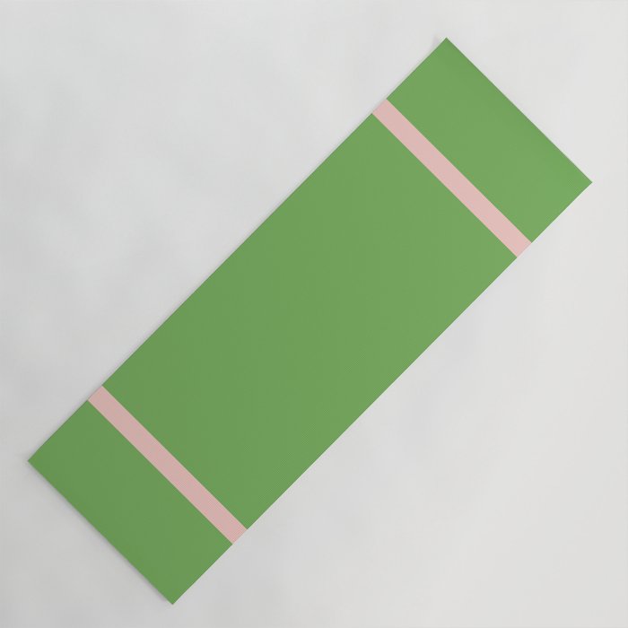 Double Stripe Minimal Lime Green and Pink Yoga Mat Gallery Image 1