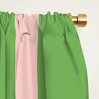 Double Stripe Minimal Lime Green and Pink Window Curtain Gallery Image 2