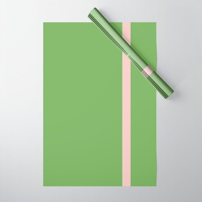 Double Stripe Minimal Lime Green and Pink Wrapping Paper Gallery Image 1
