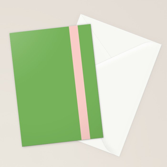 Double Stripe Minimal Lime Green and Pink Stationery Card Gallery Image 2