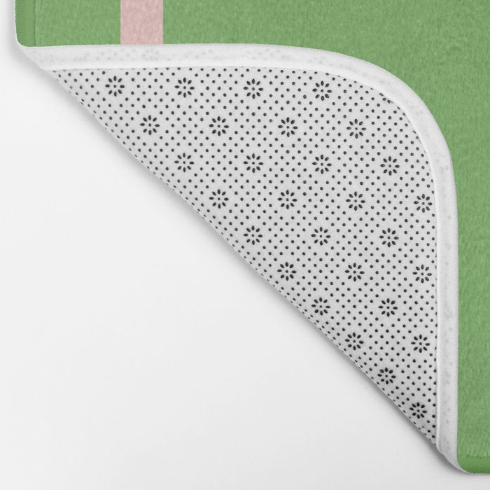 Double Stripe Minimal Lime Green and Pink Bath Mat Gallery Image 2