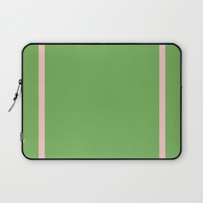 Double Stripe Minimal Lime Green and Pink Laptop Sleeve Gallery Image 1