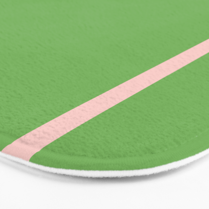 Double Stripe Minimal Lime Green and Pink Bath Mat Gallery Image 3