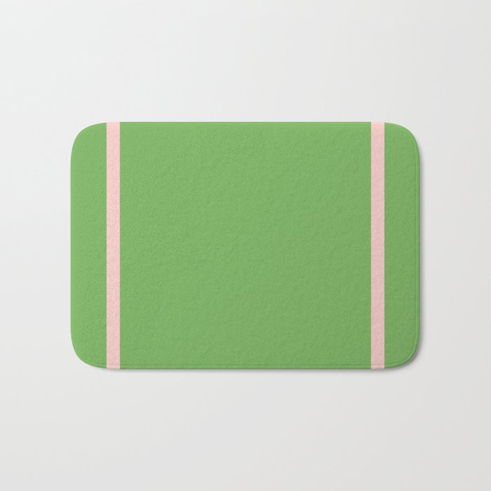 Double Stripe Minimal Lime Green and Pink Bath Mat Gallery Image 1