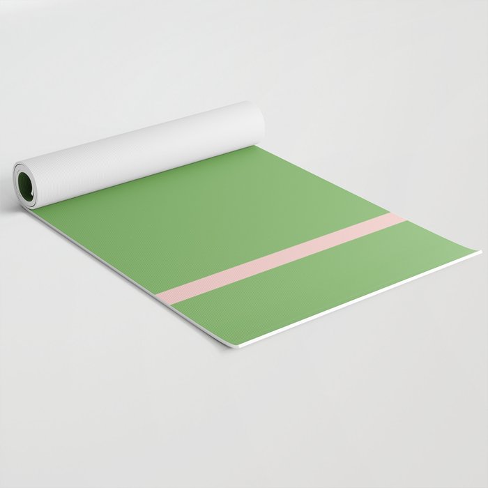 Double Stripe Minimal Lime Green and Pink Yoga Mat Gallery Image 2