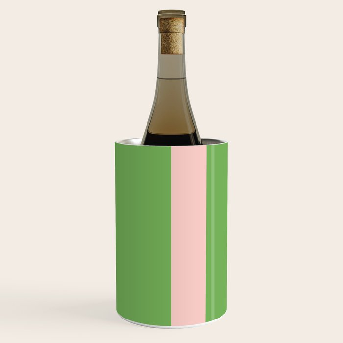 Double Stripe Minimal Lime Green and Pink Wine Chiller Gallery Image 1