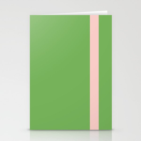 Double Stripe Minimal Lime Green and Pink Stationery Card Gallery Image 1