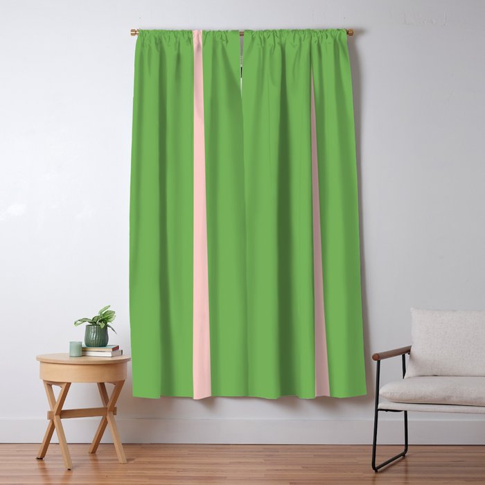 Double Stripe Minimal Lime Green and Pink Window Curtain Gallery Image 1