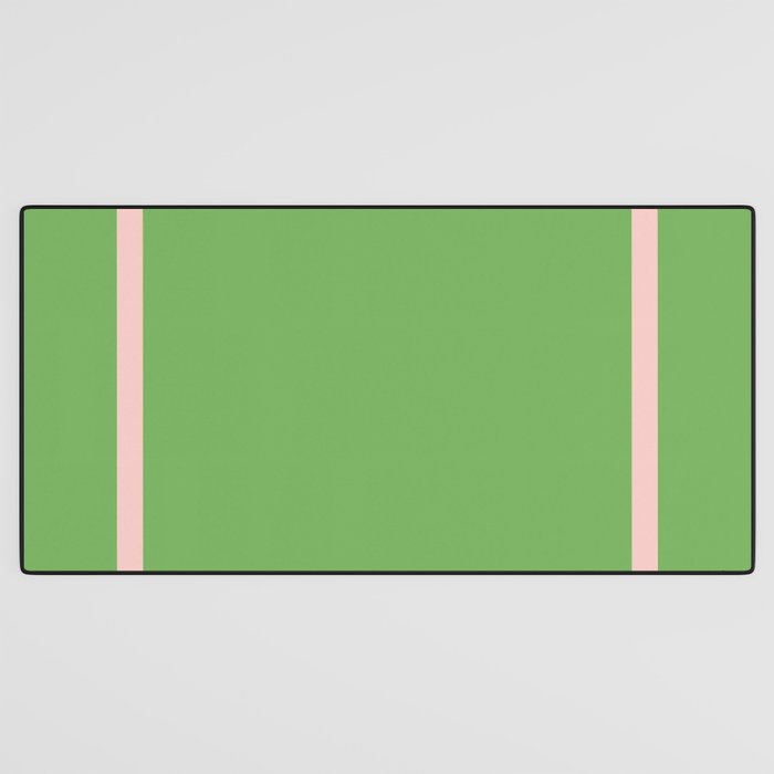 Double Stripe Minimal Lime Green and Pink Desk Mat Gallery Image 3