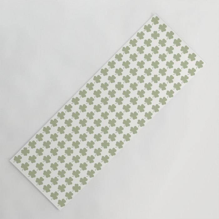 Clovers XXV Natural Green Botanical Pattern Yoga Mat Gallery Image 1