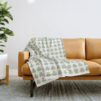 Clovers XXV Natural Green Botanical Pattern Throw Blanket Gallery Image 1