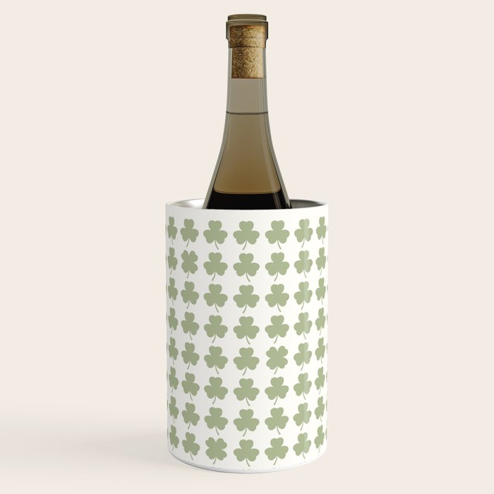 Clovers XXV Natural Green Botanical Pattern Wine Chiller Gallery Image 1