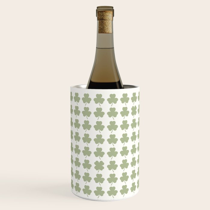Clovers XXV Natural Green Botanical Pattern Wine Chiller Gallery Image 2