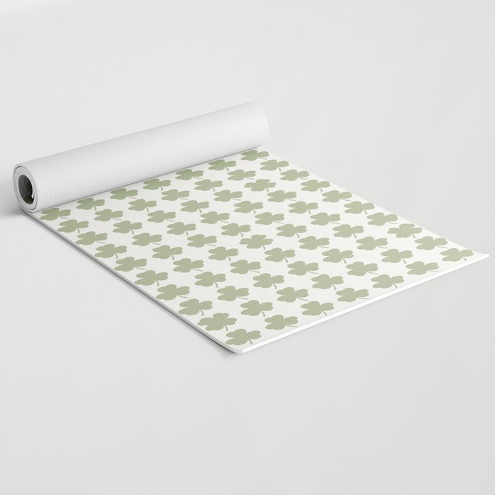 Clovers XXV Natural Green Botanical Pattern Yoga Mat Gallery Image 2