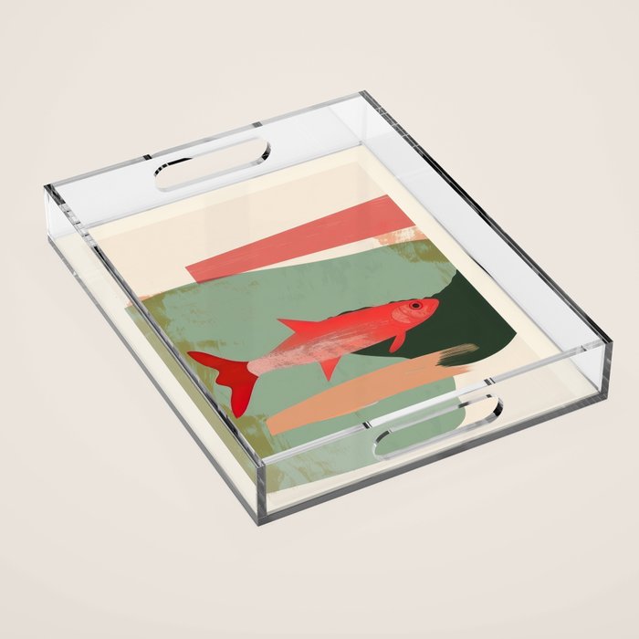 Red Fish Abstract Acrylic Tray Gallery Image 1