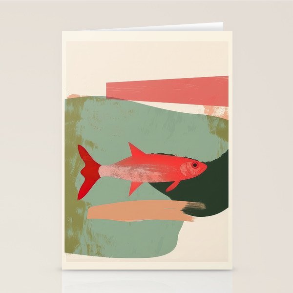 Red Fish Abstract Stationery Card Gallery Image 2