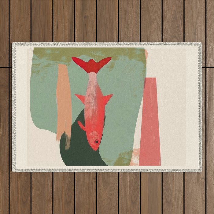 Red Fish Abstract Outdoor Rug Gallery Image 1