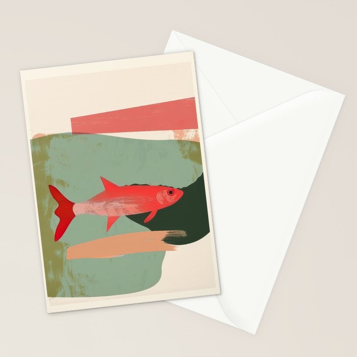 Red Fish Abstract Stationery Card Gallery Image 2