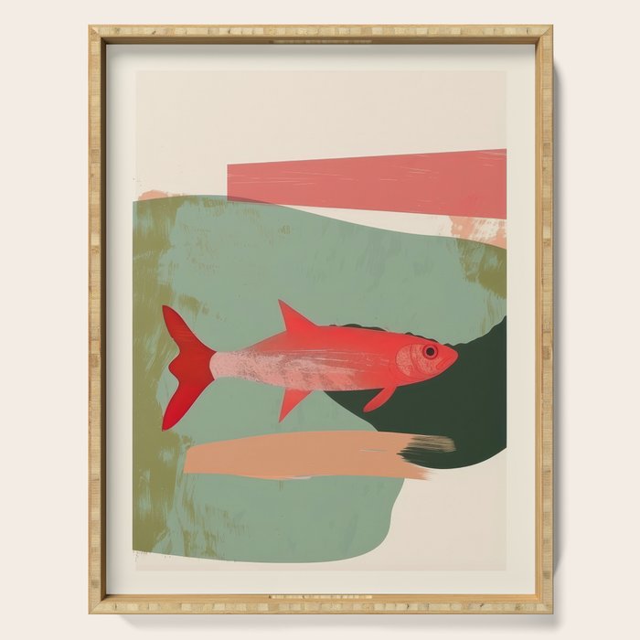 Red Fish Abstract Serving Tray Gallery Image 1
