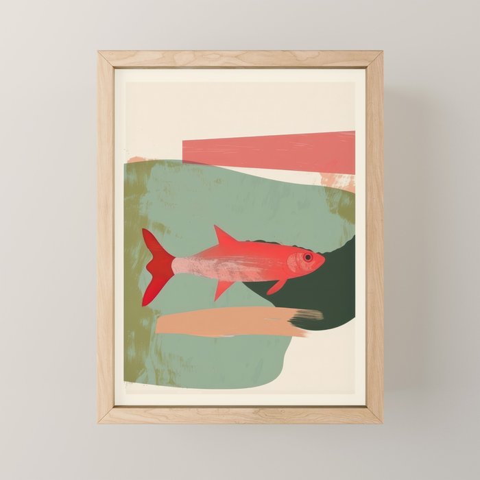 Red Fish Abstract Mini Art Print Gallery Image 1