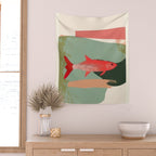 Red Fish Abstract Wall Tapestry Gallery Image 2