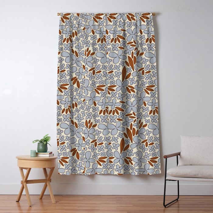 Four-leaf Flower Pattern / Grey & Brown Window Curtain Gallery Image 5