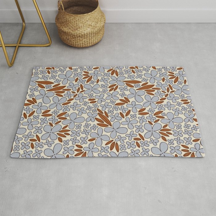 Four-leaf Flower Pattern / Grey & Brown Rug Gallery Image 1