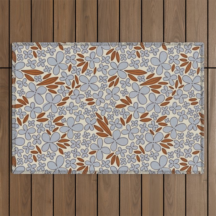 Four-leaf Flower Pattern / Grey & Brown Outdoor Rug Gallery Image 1