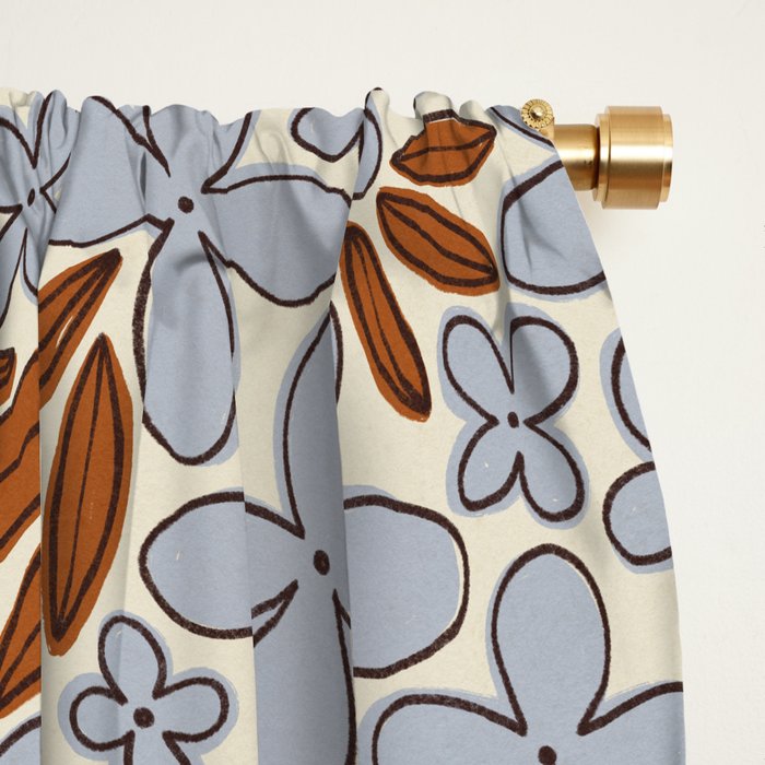 Four-leaf Flower Pattern / Grey & Brown Window Curtain Gallery Image 2
