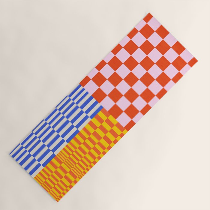 Retro Checkerboard Collage 03 Yoga Mat Gallery Image 1