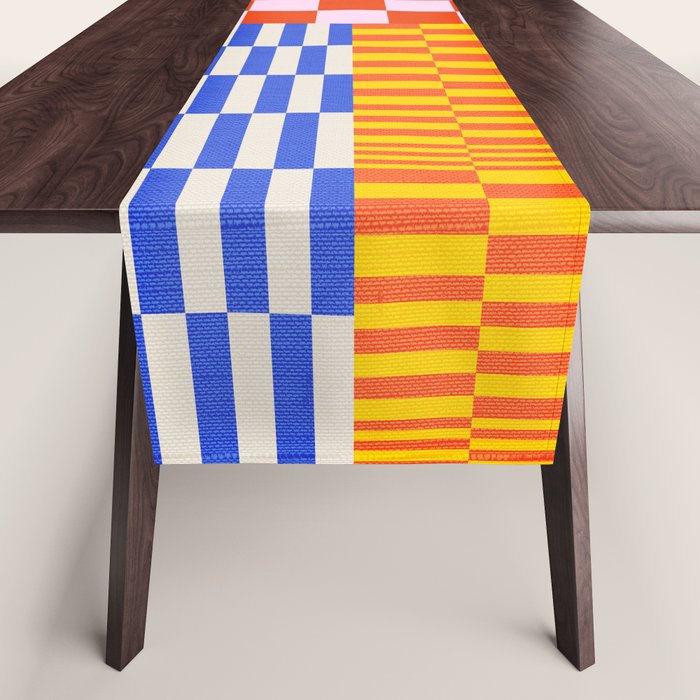 Retro Checkerboard Collage 03 Table Runner Gallery Image 1