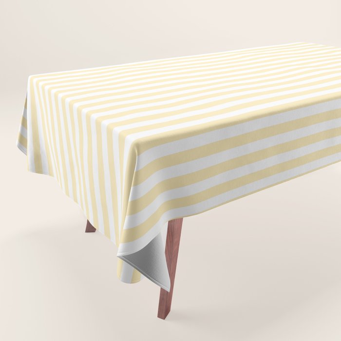 Lemon Honey Cream Stripe Tablecloth Gallery Image 1