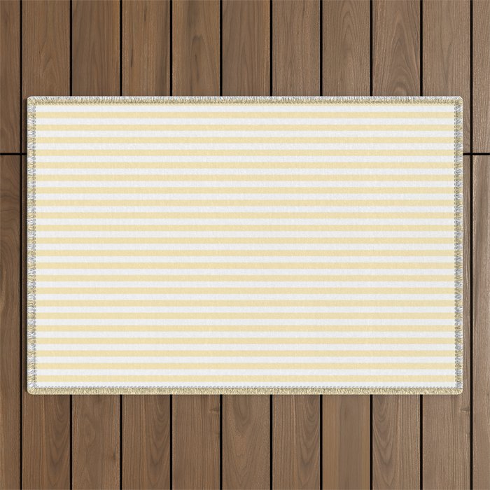 Lemon Honey Cream Stripe Outdoor Rug Gallery Image 1