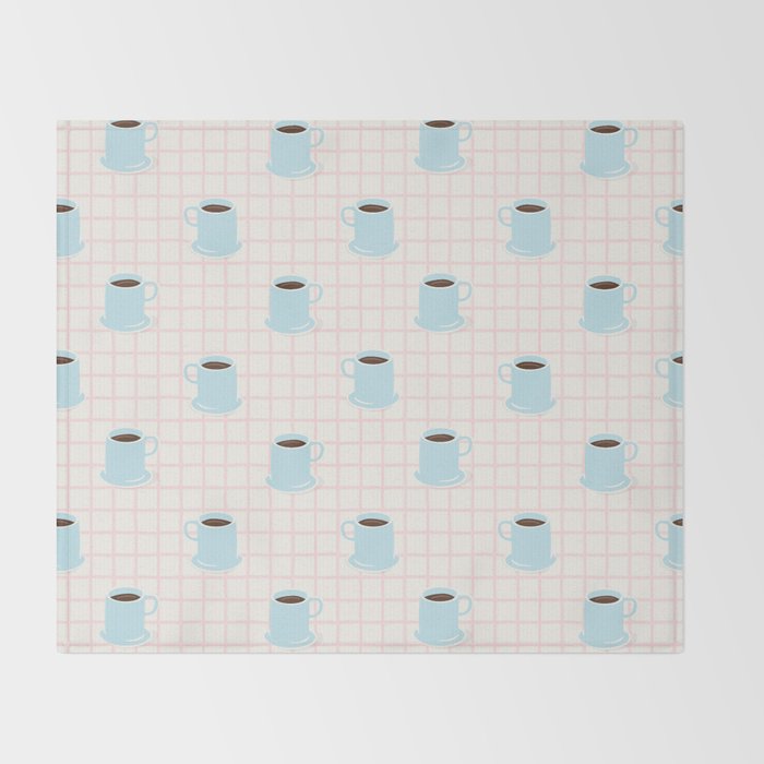 Coffee mug drink cartoon doodle pattern Throw Blanket Gallery Image 2