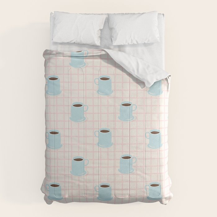 Coffee mug drink cartoon doodle pattern Comforter Gallery Image 1
