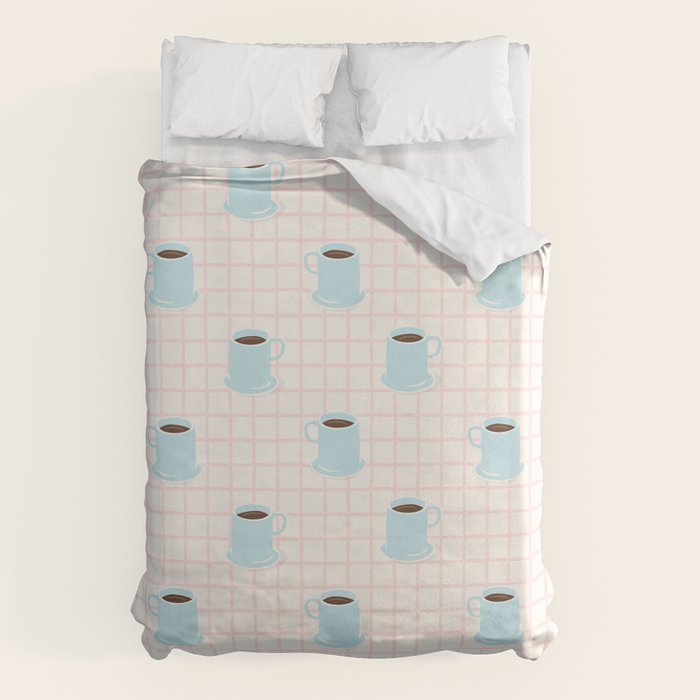 Coffee mug drink cartoon doodle pattern Duvet Cover Gallery Image 6